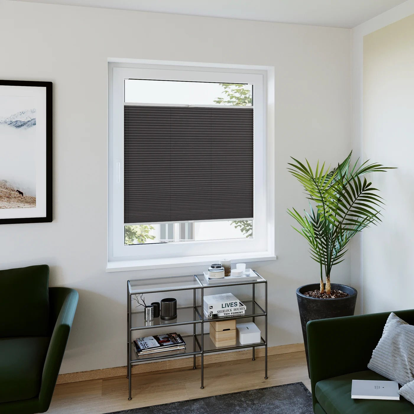 Verdunkelungs­plissee Nairobi anthrazit main.