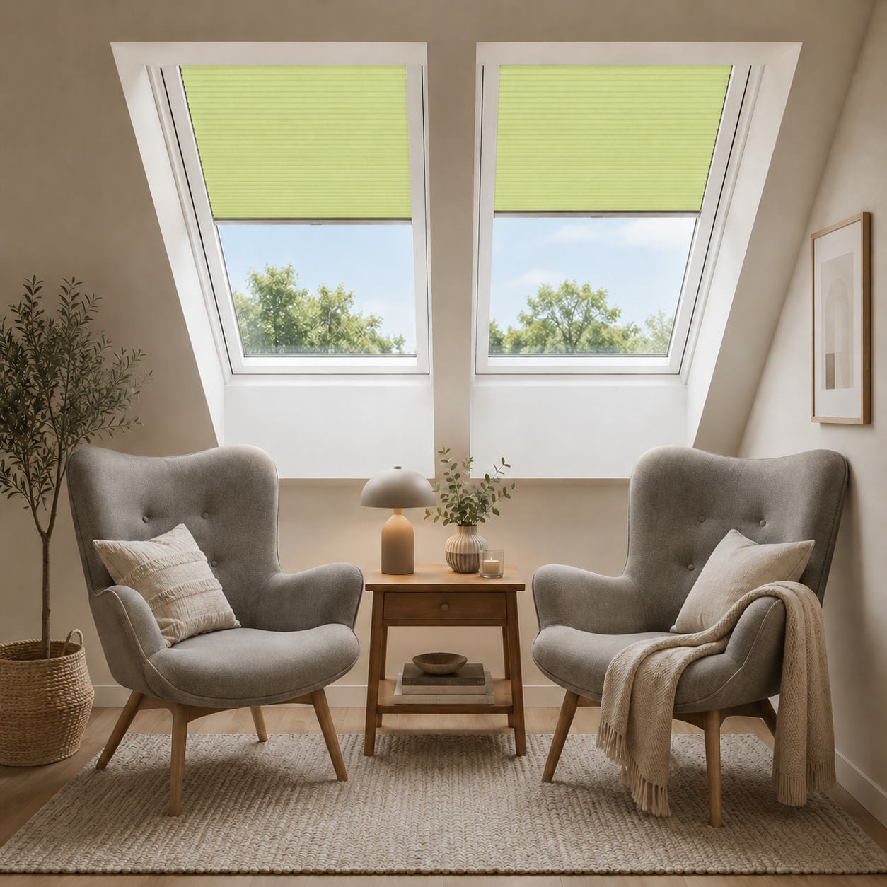 Dachfenster-Plissee Halbtransparenz Zürich - Schwer entflammbar - dimout & refelektierend
