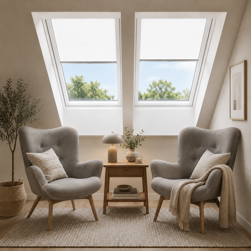 Dachfenster-Plissee Transparenz Bern - Schwer entflammbar B1